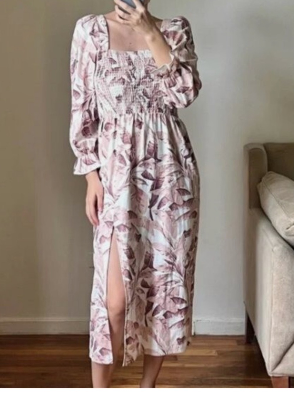 House of Harlow 1960 Cream and Dusty Rose Midi Dress